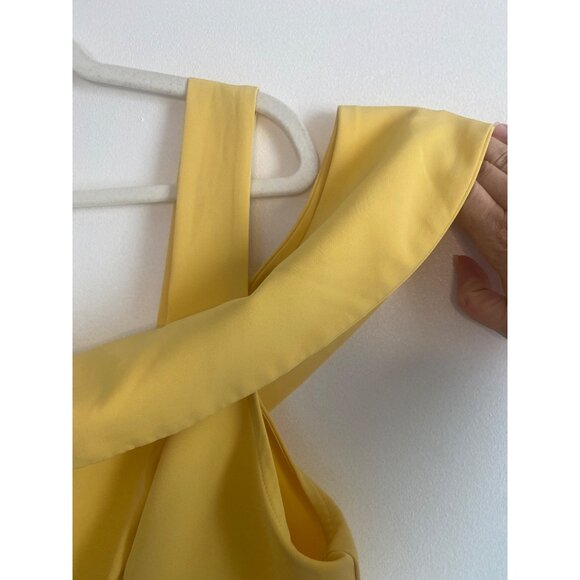 New York & Company Yellow Sleeveless Jumpsuit XL With Wide Straps & Pockets - Picture 4 of 6